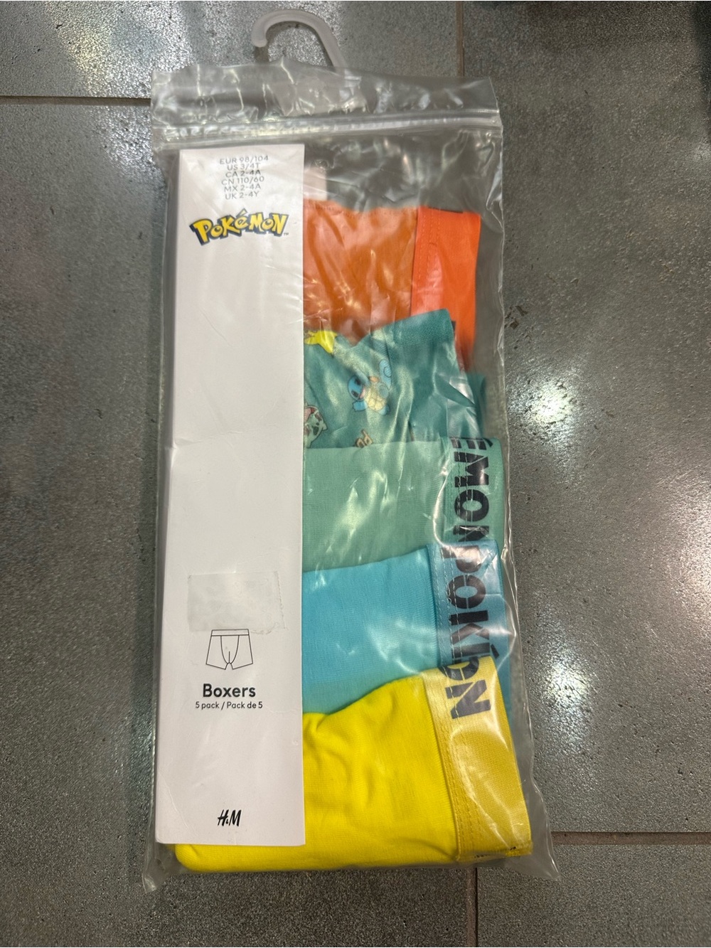 H&M New 3/4 Pokemon Boxers Pikachu Charmander Squirtle